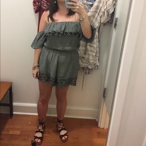 White & Black plaid Romper